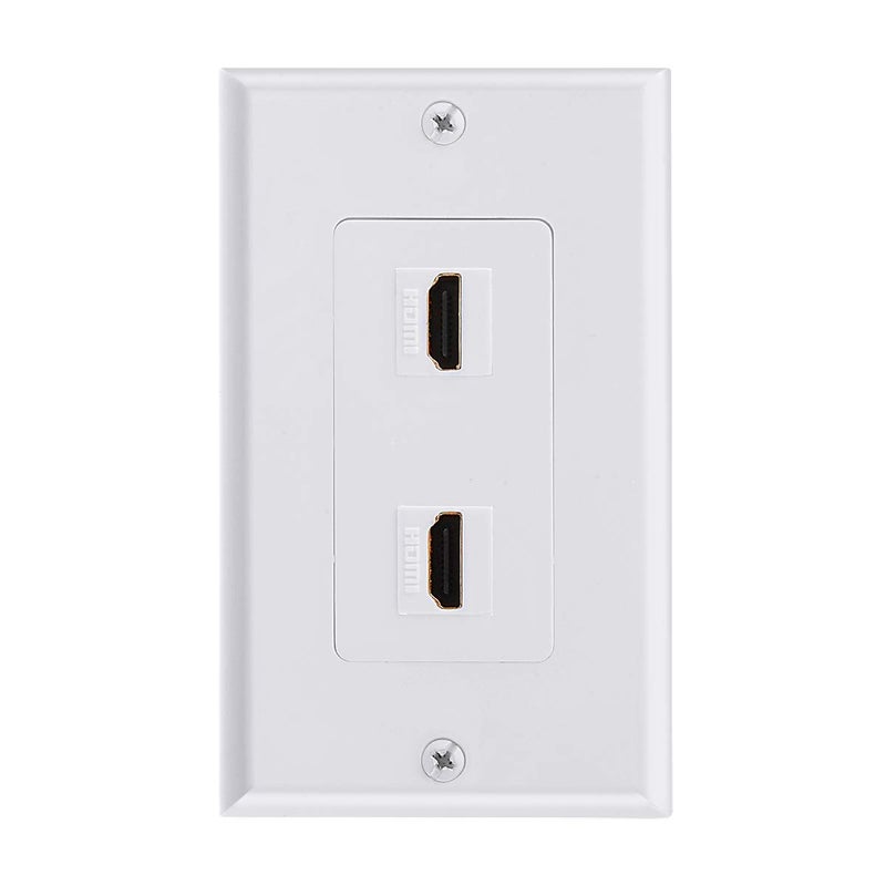 TENINYU Dual HDMI Wall Plate, HDMI Socket Plug Insert Jack Outlet Panel Mount Support 4K 60Hz HDR 1080P 3D Ethernet Built in High Speed Cable Extension Coupler for Projector & Home Theater (2 Port) - Image 1